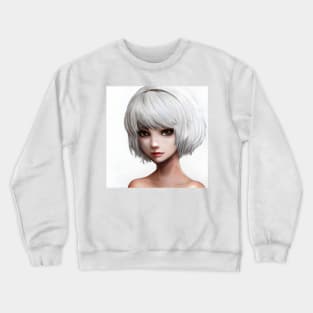 White Hair Anime Girl Crewneck Sweatshirt